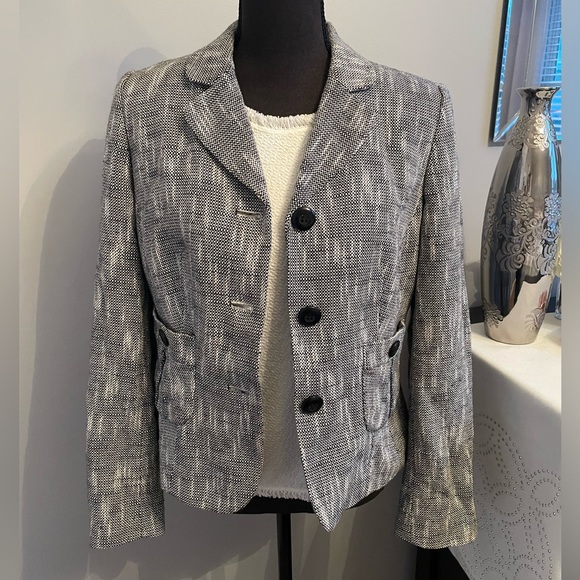 LOFT Black & White Tweed Jacket - Picture 1 of 7